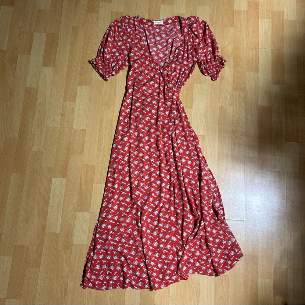 NATURAL LIFE Sophie Wrap Dress Maxi Red Floral Med - Picture 5 of 11